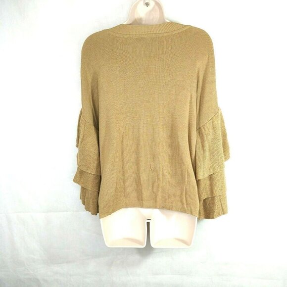 Derek Heart Sweater Knit Top Layered Sleeve Women Size L Brown 3/4 Sleeve - Picture 4 of 7